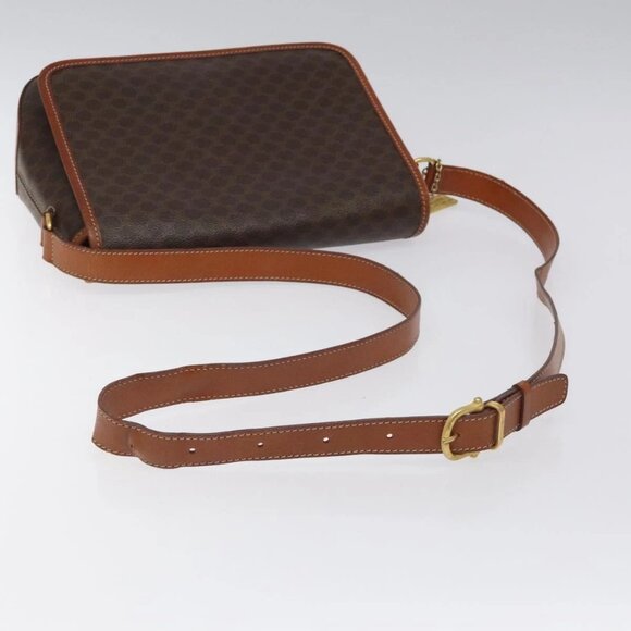 CELINE Macadam Canvas Shoulder Bag PVC Leather Brown Gold Auth sw497 - Picture 8 of 16